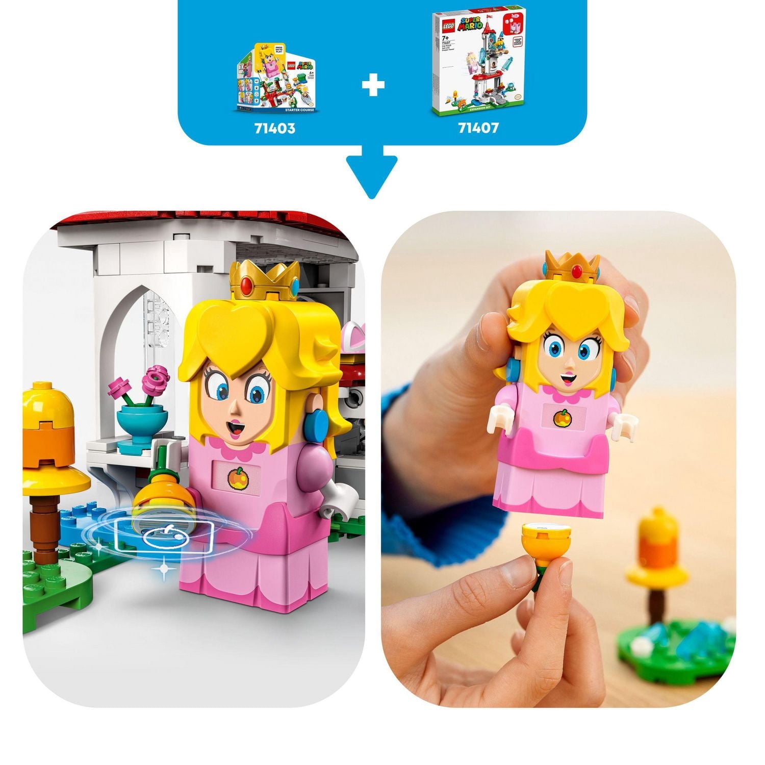 LEGO Super Mario Ensemble d'extension Le costume de Peach chat et la tour gelée 71407 Ensemble de construction (494 pièces)