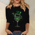 thumbnail image 1 of Meichang St Patrick's Day St Patricks T-Shirt Femme Manches 3/4 T-Shirts Vert Trèfle T-Shirts Graphiques Coupe Ample Col Rond Hauts de Printemps Décontracté Day T-Shirt T-Shirts, 1 of 4