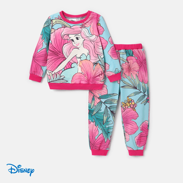 Disney Princess Baby Toddler Girl Sweatshirts and Jogger Pants 2Pcs Ariel Cinderella Jasmine Girls Clothing Sets Size 2-6