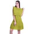 thumbnail image 2 of Moomaya Womens Ruffle Sleeve A,Line Schiffli Dress Solid Designer Party Dress, 2 of 6