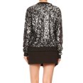 thumbnail image 3 of Womens Long Sleeve Sequin Front Zip Jacket Long Sleeve Ribbed Cuffs Outerwear Tops, 3 of 5