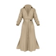 thumbnail image 1 of Liquidation à 50 % de Rabais! Robes de Soirée pour Femmes, Robe Chemise Irrégulière à Taille Haute pour Femmes avec Boutons, Col à Revers, Col en V, Couleur Unie, Ceinture, Manches Longues, Beige, TG, 1 of 5
