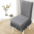 thumbnail image 1 of Stretch Dining Chair Covers with Skirt, Washable Spandex Slipcovers Full Protection, Elastic Non-Slip Seat Covers for Kitchen Wedding Banquet Home Decor, Dark Gray, 1 of 7