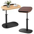 thumbnail image 3 of Neinkie C Shaped End Table, Adjustable Height Skinny Side Table, 360 Degree Swivel TV Tray Table, Night Stand with 2-Tier Storage Shelf, Reversible Couch Table (Brown), 3 of 8