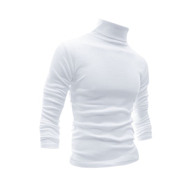 INSPIRE CHIC Chandails pour Hommes, Chandail à Col Roulé, Manches Longues, Extensible, Coupe Ajustée, Hauts 46 Blanc