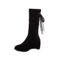thumbnail image 2 of LSLJS Bottes à Talons Hauts pour Femmes Jusqu'aux Genoux, Bottes Chaudes Unies à Lacets avec Lacets pour Femmes, Bottines à Bout Rond, Bottes à Talon Compensé Haut, Chaussures, Bottes Jusqu'aux Genoux pour Femmes, 2 of 9