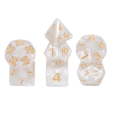 Polyhedral DND Dice Set, 7 Pcs DND Acrylic Dice for RPG Role Playing Table Games Tabletop Gaming Accessories, Pearlescent White