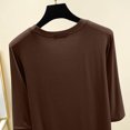 thumbnail image 4 of Timegard Hauts pour Femmes Col Rond Manches 3/4 Blouse Ample Confortable Décontractée Couleur Unie Pyjama T-Shirt Hauts, 4 of 6