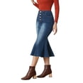 thumbnail image 4 of Unique Bargains Jupe Queue de Poisson pour Femme Jupe Longue en Denim Délavé pour Femme, 4 of 5