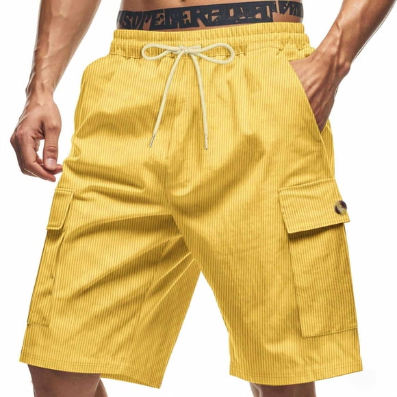Men's Tennis Shorts Men's Shorts Athletic Light Weight Work Shorts for Men Men Clothing Lightweight Running Shorts for Men Male Shorts (Yellow,XL)