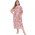 thumbnail image 3 of PENGXIANG Chemise de Nuit Femme Manches Courtes Imprimé Floral Robe de Nuit Décontractée Longue Grande Taille Printemps/été, 3 of 6