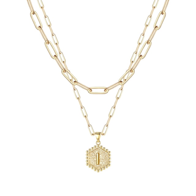 SIfdSeng Collier Hexagone Initial 26 pour Femmes Colliers pour Femmes A Z 26 Alphabet Initial Colliers Dorés pour Femmes Filles