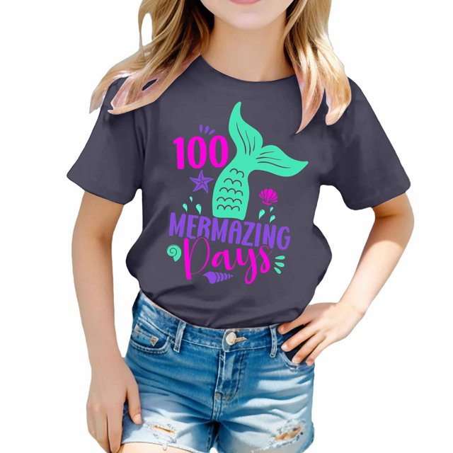 TZEWGL Chemise Décontractée pour Fille Garçon Mignonne à Imprimé Graphique Col Rond Manches Courtes Vêtements pour Infnants Taille 12-13T