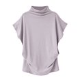 thumbnail image 2 of AMERTEER Blouse Décontractée en Coton à Manches Courtes et Col Roulé pour Femmes, Grande Taille, 2 of 5