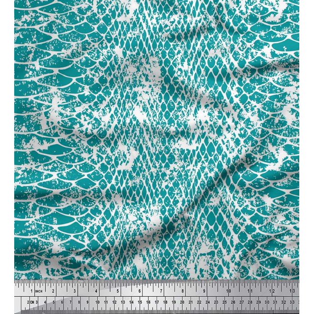 Soimoi Poly Georgette Fabric Snake Animal Skin Print Fabric by Yard 52 Inch Wide
