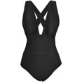 thumbnail image 3 of Maillot de Bain une Pièce pour Femme Froncé Croisé Uni Plage Maillots de Bain, 3 of 6