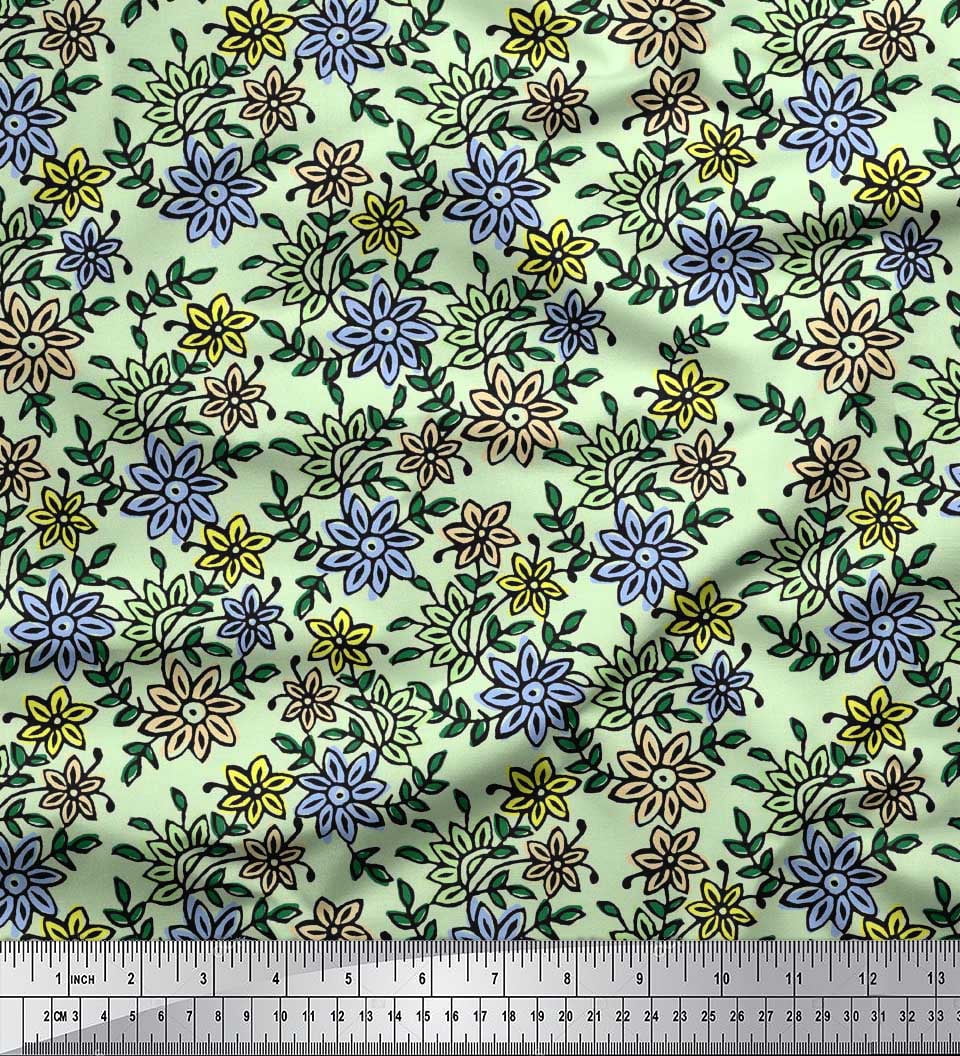 Soimoi Feuilles de Tissu Rayonne & Tissu Imprimé Floral 1 Yard 56 Inch Wide