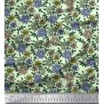 thumbnail image 1 of Soimoi Polyester Crepe Fabric Leaves & Floral Block Printed Fabric 1 Yard 52 Inch Wide, 1 of 3