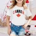 thumbnail image 2 of T-shirt à Manches Courtes pour Filles de la Fête du Canada, Col Rond d'Été, Coupe Décontractée, Chandails de Base, 2 of 4