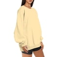 thumbnail image 4 of lcziwo Chandail à Col Rond pour Femmes, Coupe Ample, Manches Longues, Chandail Décontracté Uni, Chandail Confortable Automne 2024, Aubaines Y2k du Jour, Liquidation, Beige, m, 4 of 5