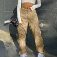 thumbnail image 1 of RKSTN Womns Pants Street Style Fashion Design Sense Multi Pocket Overalls Drawstring Elastic Low Waist Sports Pants Lightweight Soft Workout Pants, 1 of 5