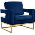 thumbnail image 1 of Meridian Furniture Noah Collection Modern | Contemporary Velvet Upholstered Accent Chair with Durable Stainless Steel Base, Navy, Gold Base, 1 of 2