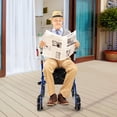 thumbnail image 2 of Giantex Déambulateur à Roulettes 2-en-1 en Aluminium avec Siège, Aide à la Mobilité et à la Marche Pliable avec Poignées et Roues Réglables en Hauteur, Bleu, 2 of 10