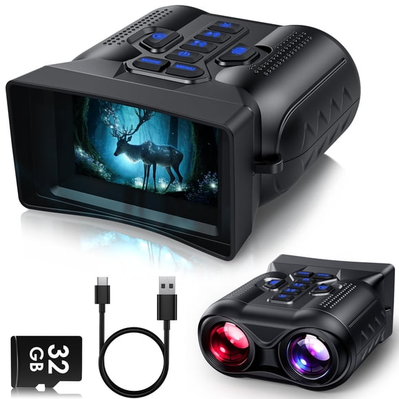 WARMTUYO 4K Night Vision Goggles, 3.0" HD Display Night Vision Binoculars, Portable 9-Level Infrared NightVision, 16X Digital Zoom, 5000mAh Long-Life