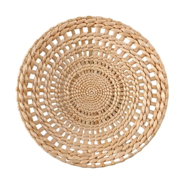 ZTTD Hot Sale! Wall Basket Decor Boho Wall Hanging Decor Rattan Wall Decor Flat Round Wicker Woven Macrame Tapestry Wall Basket Serving Tray Art Handmade Set for Room Bedroom Living Room Home Decor
