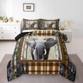 thumbnail image 1 of Erosebridal African Elephant Bedding Sets Todder with Comforter, Brown Buffalo Duvet Insert, Birch Tree Bedroom Decor, Reversible 2pcs, 1 of 8