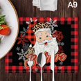 thumbnail image 5 of 4pcs/set Set de Table de Noël Ensemble Rouge Plaid Modèle Cuisine Sets de Table Santa Claus, 5 of 5