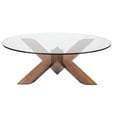thumbnail image 2 of Table basse en noyer avec plateau en verre trempé transparent, 2 of 3