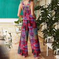 thumbnail image 3 of Womens Fashion Ethnic Style Patchwork Vintage Printed Buttons Suspender Jumpsuit, 3 of 4