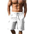 thumbnail image 2 of EOYWHK Linen Shorts for Men Elastic Waist Drawstring Summer Cargo Shorts Summer Beach Swim Board Shorts with Multi-Pockets, 2 of 6