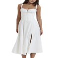 thumbnail image 3 of Femmes Été Robe Sans Manches Spaghetti Sangle Côté Fente V Cou Midi Robes Moulantes, 3 of 6