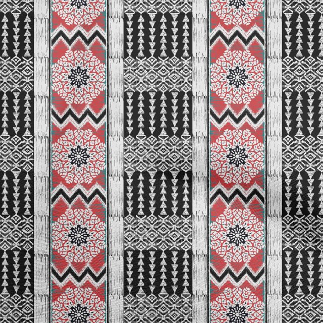 oneOone Viscose Jersey Red Fabric Asian Ikat Craft Projects Decor Fabric Printed by The Yard 60 Inch Wide