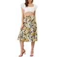 thumbnail image 2 of INSPIRE CHIC Jupe Trapèze à Fleurs pour Femme, Taille Haute, Ourlet Fendu, 2 of 5