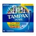thumbnail image 3 of Tampax Pearl Tampons Multipack, with LeakGuard Braid, Regular/Super/Super Plus Absorbency, Unscented, 3 of 23