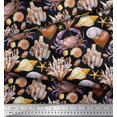 thumbnail image 3 of Soimoi Black polyester Crepe Fabric Crab,Shell & Coral Ocean Printed Fabric 1 Yard 52 Inch Wide, 3 of 3