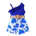 thumbnail image 1 of LUOGENLI Robe Fillette Tout-Petits Été Volants Sans Manches Imprimés Floraux Robe Côtelée Vêtements Robe Maxi pour Filles Paquet Bleu 2-3 Ans, 1 of 8