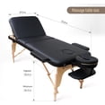 thumbnail image 2 of Extra-Wide Portable Massage Table, 3 Folding Professional SPA Massage Bed with Thick Cushion. 73" Length, 28" Width Height Adjustable SPA Bed with Face Cradle, Arm Rests & Carrying Bag (Beech, Black), 2 of 8