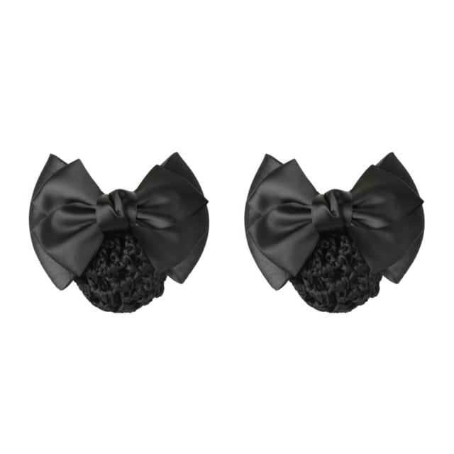 Transemion Wide Application Bow Work Hair Clips Snood Net For Stylish And Convenient Good Gifts Cloth Bowknot Hair Clip Hairnets Two Bows-black 2Set