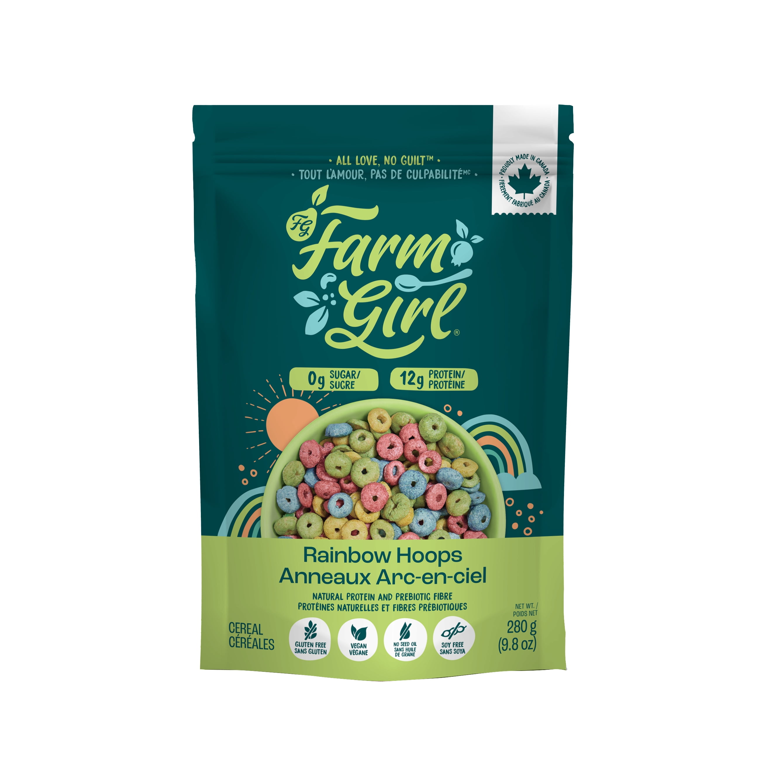 Farm Girl, Rainbow Hoops Cereal, No Sugar Added, 280g