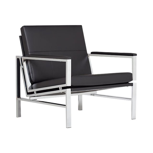 Studio Designs Maison, Noir, Fauteuil d'Appoint Moderne Atlas pour Salon Chambre, Cuir Reconstitué,