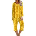 thumbnail image 2 of Ensembles de Détente pour Femmes 2 Pcs 2 Pcs Pyjama pour Femmes à Col Rond à Manches Longues Deux Pièces Confortable pour la Maison Ensemble de Pyjama Ensemble de Sport Tenue de Détente pour Femmes Ensemble 2 Pcs en Liquidation, 2 of 5