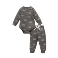 thumbnail image 1 of Kmbangi Ensemble 2 Pcs pour Tout-Petit, Barboteuse Soleil à Col Henley à Manches Longues + Pantalon, 1 of 9
