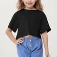 thumbnail image 2 of zbxnLI Hauts Courts Athlétiques pour Filles T-Shirts à Manches Courtes pour Enfants Col Ras du Cou T-Shirt d'Entraînement de Gym T-Shirts de Course Vêtements de Sport, 2 of 7