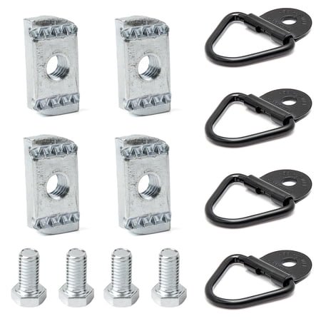 Camotokiit 4 Set Truck Bed Rail Bolts Nuts Cargo D-Rings Tie Down Mount Kit Fits Nissan Frontier Titan W/Utili Track Bed Rail System