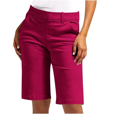 Yuzhih Bermudas pour Femmes Entrejambe de 7 Pouces Taille Haute Extensibles avec Poches Short de Golf à Enfiler Jambe Droite Tenues de Vacances