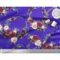 thumbnail image 2 of Soimoi Blue Rayon Fabric Ranunculus & Penoy Floral Print Print Fabric By the Yard 58 Inch Wide, 2 of 3